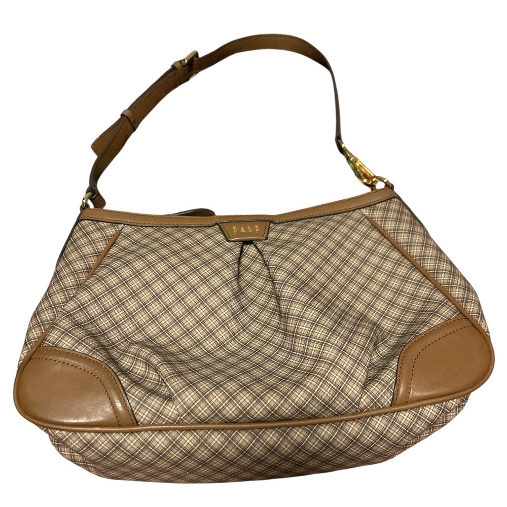 Daks Checkered Shoulder Bag in Tan and Brown